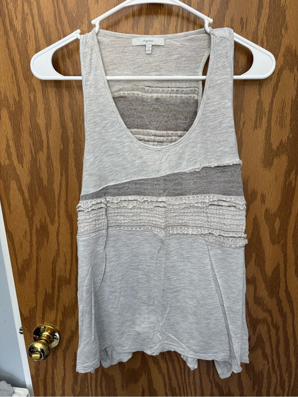 Mystree Light Gray Layered Knit Tank Top